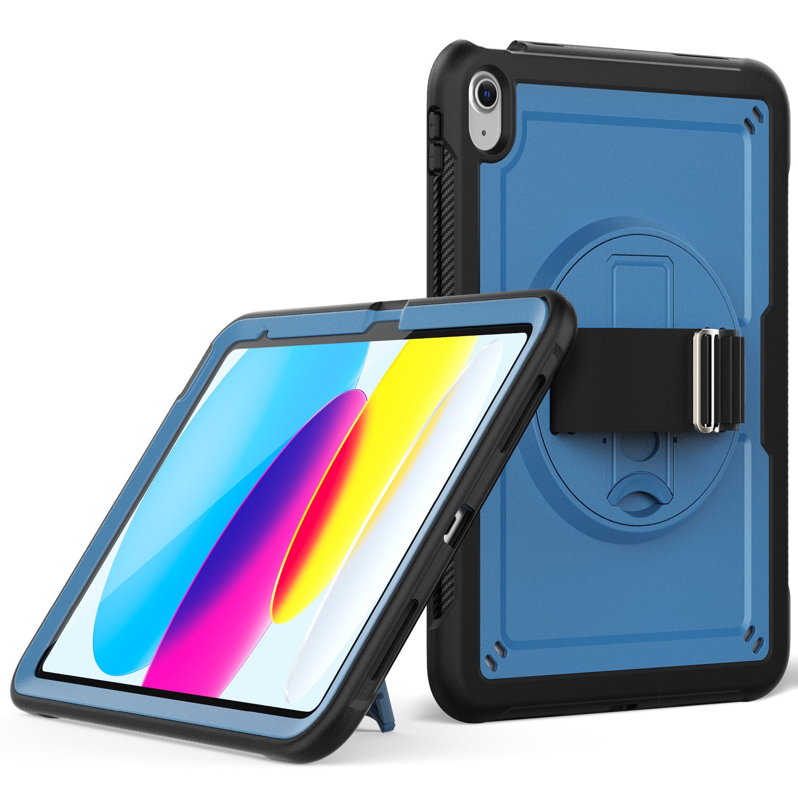 Tablet Case for iPad 10.9 (2022) (A2696) Hand Strap Kickstand PC+TPU Cover Drop-proof Tablet Case for iPad 10.9 (2022) (A2696) Hand Strap Kickstand PC+TPU Cover Drop-proof